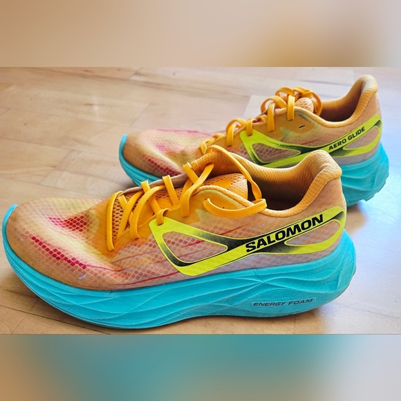 Salomon AERO GLIDE Men's Running Shoes Zinna Cockatoo Safety Yellow US 8.5 - Picture 2 of 6